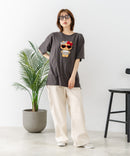 【sanrio/サンリオ】【ゆったりルーズシルエット】日焼けキャラクター サガラ刺繍Tシャツ ハローキティ クロミ ポチャッコ y2k 平成レトロ