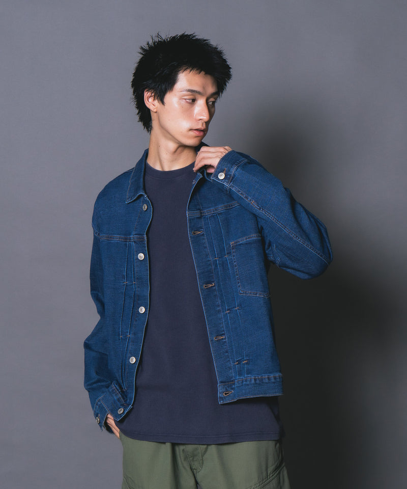 ストレッチ 軽量 スラブデニム Gジャン デニムジャケット BLUE STANDARD