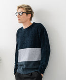 【BLUE STANDARD/ブルースタンダード】モール切り替えニット セーター 冬服 防寒 暖服