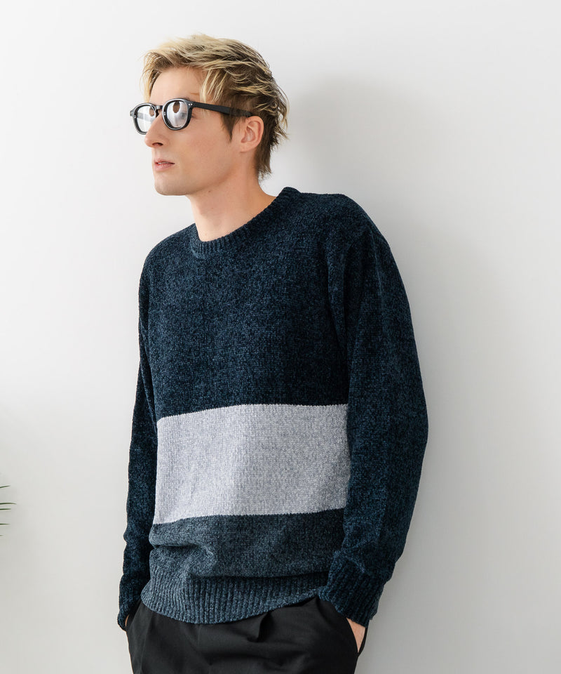 【BLUE STANDARD/ブルースタンダード】モール切り替えニット セーター 冬服 防寒 暖服
