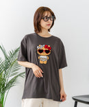 【sanrio/サンリオ】【ゆったりルーズシルエット】日焼けキャラクター サガラ刺繍Tシャツ ハローキティ クロミ ポチャッコ y2k 平成レトロ