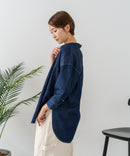 【U.S. POLO ASSN./ユーエスポロアッスン】ワンポイントロゴ刺繍 7分袖 デニムシャツ ❘ジーンズメイト公式オンラインショップ