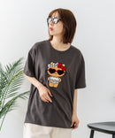 【sanrio/サンリオ】【ゆったりルーズシルエット】日焼けキャラクター サガラ刺繍Tシャツ ハローキティ クロミ ポチャッコ y2k 平成レトロ