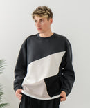 【BLUE STANDARD/ブルースタンダード】パフィースウェット 切り替え クルーネック トレーナー ストレッチ 春服