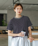 【C-FORT POINT/フォートポイント】ボーダークロップド丈Ｔシャツ