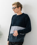 【BLUE STANDARD/ブルースタンダード】モール切り替えニット セーター 冬服 防寒 暖服