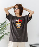【sanrio/サンリオ】【ゆったりルーズシルエット】日焼けキャラクター サガラ刺繍Tシャツ ハローキティ クロミ ポチャッコ y2k 平成レトロ