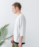 【汗染みの目立ちにくいTシャツ ZEROSTAIN/ゼロステイン】フェイクレイヤード ビッグシルエット キーネック クルーネック 7分袖Tシャツ 防汚 ＵＶカット ❘ジーンズメイト公式オンラインショップ