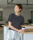 【C-FORT POINT/フォートポイント】ボーダークロップド丈Ｔシャツ