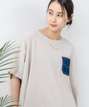 5分袖 刺繍 ポケット付Tシャツ【C17/シーセブンティーン】