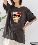 【sanrio/サンリオ】【ゆったりルーズシルエット】日焼けキャラクター サガラ刺繍Tシャツ ハローキティ クロミ ポチャッコ y2k 平成レトロ