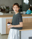 【C-FORT POINT/フォートポイント】ボーダークロップド丈Ｔシャツ