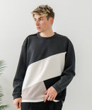 【BLUE STANDARD/ブルースタンダード】パフィースウェット 切り替え クルーネック トレーナー ストレッチ 春服