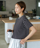 【C-FORT POINT/フォートポイント】ボーダークロップド丈Ｔシャツ