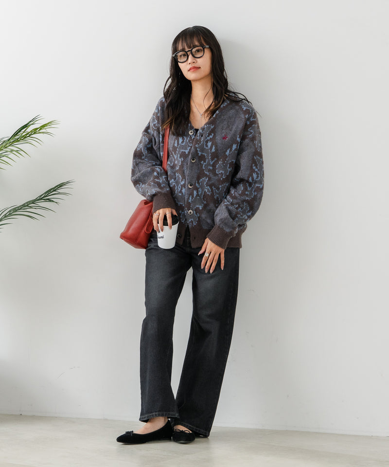 【BEVERLY HILLS POLO CLUB/ビバリーヒルズポロクラブ】ワンポイント刺繍 モヘアタッチ ニットカーディガン
