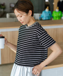 【C-FORT POINT/フォートポイント】ボーダークロップド丈Ｔシャツ