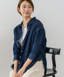 【U.S. POLO ASSN./ユーエスポロアッスン】ワンポイントロゴ刺繍 7分袖 デニムシャツ ❘ジーンズメイト公式オンラインショップ