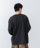 【SAVIER/サビアー】オーバーサイズ ポケット付クルーネックロンT ワンポイント刺繍 ブランドロゴ