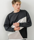 【BLUE STANDARD/ブルースタンダード】パフィースウェット 切り替え クルーネック トレーナー ストレッチ 春服