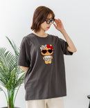 【sanrio/サンリオ】【ゆったりルーズシルエット】日焼けキャラクター サガラ刺繍Tシャツ ハローキティ クロミ ポチャッコ y2k 平成レトロ