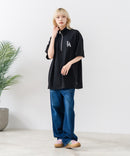 【SAVIER/サビアー】×【ZERO STAIN/ゼロステイン】【LAロゴ立体刺繍】コラボ ハーフジップ Tシャツ オーバーサイズ 汗染み防止 ストリート・スケーター