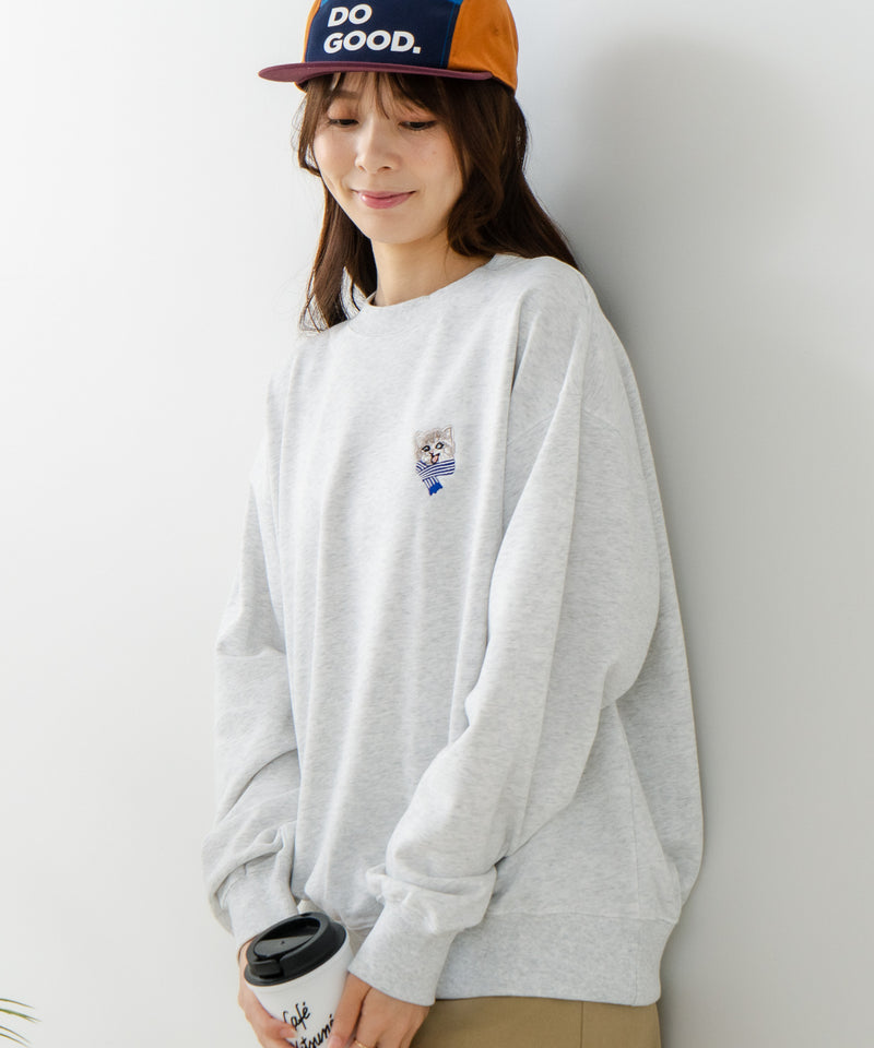 【C-FORT POINT/フォートポイント】ネコマフラー刺繍 スウェットトレーナー