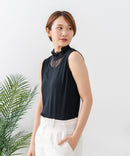【C-FORTPOINT/フォートポイント】【1枚で華やか レースインナー】ハイネックレース切替タンクトップ インナー チラ見せ 重ね着 立ち襟 華やか 上品 きれいめ