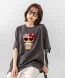 【sanrio/サンリオ】【ゆったりルーズシルエット】日焼けキャラクター サガラ刺繍Tシャツ ハローキティ クロミ ポチャッコ y2k 平成レトロ