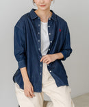 【U.S. POLO ASSN./ユーエスポロアッスン】ワンポイントロゴ刺繍 7分袖 デニムシャツ ❘ジーンズメイト公式オンラインショップ