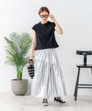 【C-FORT POINT/フォートポイント】華奢見え ワイドリブフレンチスリーブＴシャツ 二の腕カバー 伸縮性 細見え オフィス 通勤 きれいめ 大人カジュアル