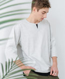 【汗染みの目立ちにくいTシャツ ZEROSTAIN/ゼロステイン】フェイクレイヤード ビッグシルエット キーネック クルーネック 7分袖Tシャツ 防汚 ＵＶカット ❘ジーンズメイト公式オンラインショップ