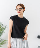 【C-FORT POINT/フォートポイント】華奢見え ワイドリブフレンチスリーブＴシャツ 二の腕カバー 伸縮性 細見え オフィス 通勤 きれいめ 大人カジュアル