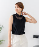 【C-FORTPOINT/フォートポイント】【1枚で華やか レースインナー】ハイネックレース切替タンクトップ インナー チラ見せ 重ね着 立ち襟 華やか 上品 きれいめ