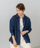 【U.S. POLO ASSN./ユーエスポロアッスン】ワンポイントロゴ刺繍 7分袖 デニムシャツ ❘ジーンズメイト公式オンラインショップ