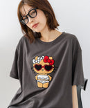【sanrio/サンリオ】【ゆったりルーズシルエット】日焼けキャラクター サガラ刺繍Tシャツ ハローキティ クロミ ポチャッコ y2k 平成レトロ