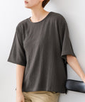 【C-FORTPOINT/フォートポイント】【ひんやり接触冷感 華奢見え】カット楊柳 ワイドシルエットTシャツ リラックス 抜け感 大人カジュアル 涼しい
