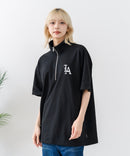 【SAVIER/サビアー】×【ZERO STAIN/ゼロステイン】【LAロゴ立体刺繍】コラボ ハーフジップ Tシャツ オーバーサイズ 汗染み防止 ストリート・スケーター