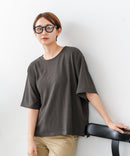 【C-FORTPOINT/フォートポイント】【ひんやり接触冷感 華奢見え】カット楊柳 ワイドシルエットTシャツ リラックス 抜け感 大人カジュアル 涼しい