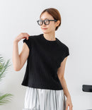 【C-FORT POINT/フォートポイント】華奢見え ワイドリブフレンチスリーブＴシャツ 二の腕カバー 伸縮性 細見え オフィス 通勤 きれいめ 大人カジュアル