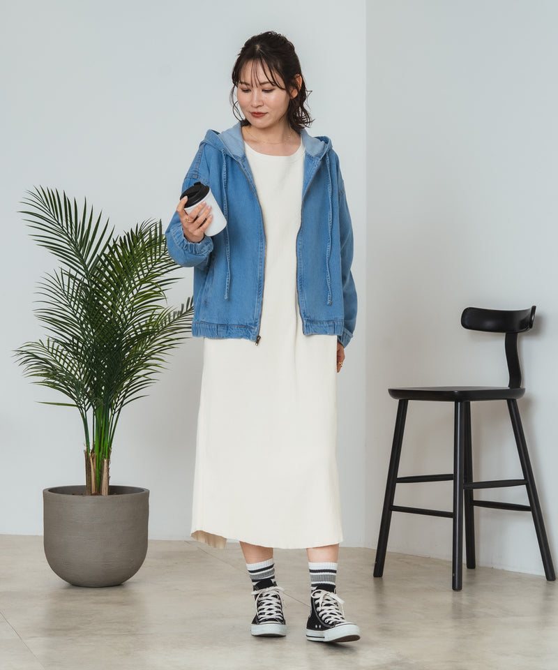 C-FORT POINT/フォートポイント】フード付き デニムジャケット デニム