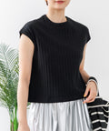 【C-FORT POINT/フォートポイント】華奢見え ワイドリブフレンチスリーブＴシャツ 二の腕カバー 伸縮性 細見え オフィス 通勤 きれいめ 大人カジュアル