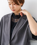 【C-FORTPOINT/フォートポイント】【1枚で華やか レースインナー】ハイネックレース切替タンクトップ インナー チラ見せ 重ね着 立ち襟 華やか 上品 きれいめ