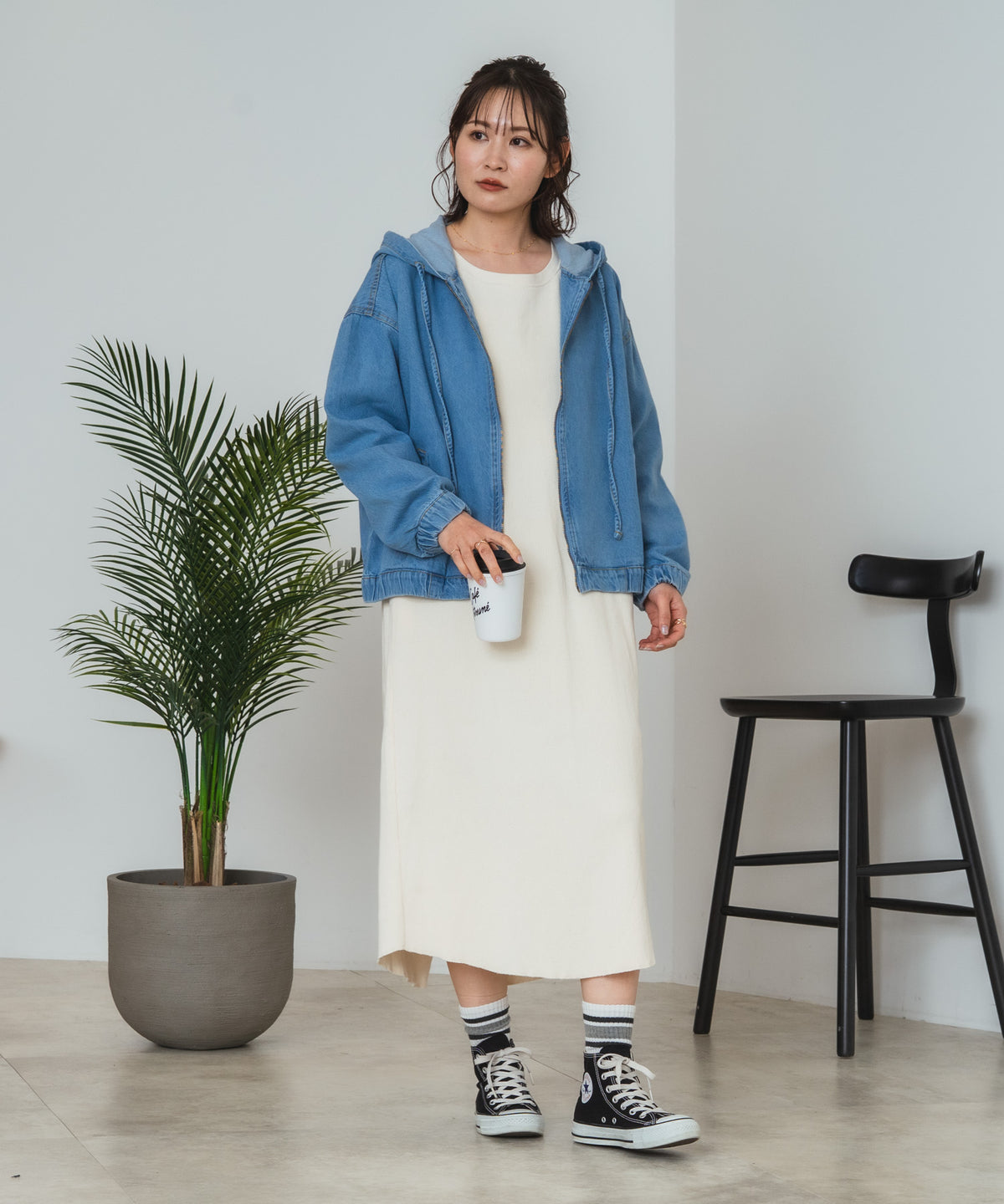 C-FORT POINT/フォートポイント】フード付き デニムジャケット デニム