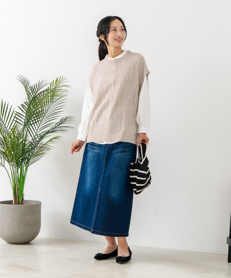 【C-FORTPOINT/フォートポイント】ニットベスト＋ブラウスアンサンブル1