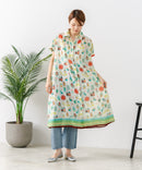 【C-FORT POINT/フォートポイント】さらっと軽やか インド綿 総柄シャツワンピース リゾート Aライン フレア 羽織り ナチュラル 軽やか 旅行 コットン100%