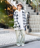 【UNIIT × RED CAP GIRL】 オンブレチェック ルーズシルエット バック刺繍シャツ コットン100％