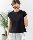 【C-FORT POINT/フォートポイント】華奢見え ワイドリブフレンチスリーブＴシャツ 二の腕カバー 伸縮性 細見え オフィス 通勤 きれいめ 大人カジュアル