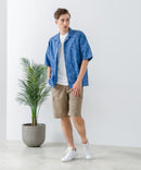 COOLMAXリネンミックス総柄シャツ【BLUE STANDARD/ブルースタンダード】