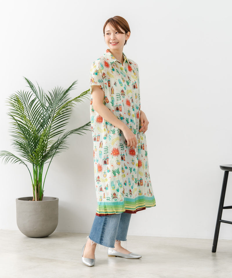 C-FORT POINT/フォートポイント】さらっと軽やか インド綿 総柄シャツ