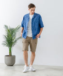COOLMAXリネンミックス総柄シャツ【BLUE STANDARD/ブルースタンダード】